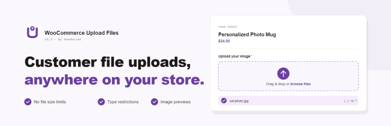 Vanquish Upload Files For WooCommerce Preview Wordpress Plugin - Rating, Reviews, Demo & Download