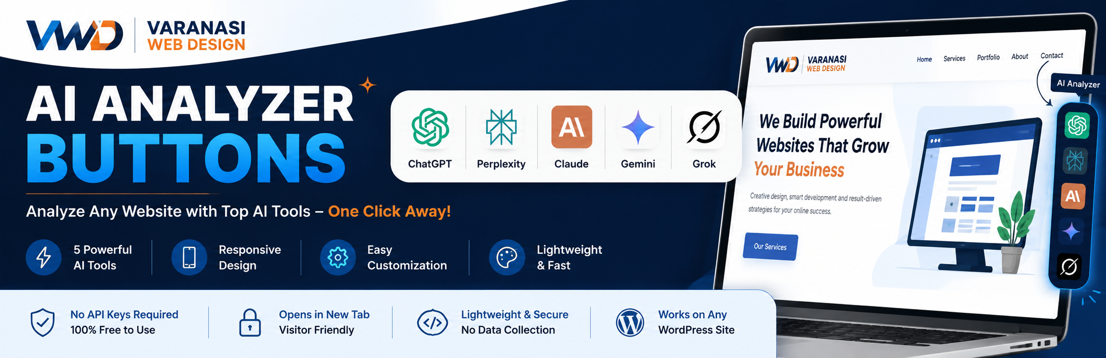 Varanasi Web Design AI Analyzer Buttons Preview Wordpress Plugin - Rating, Reviews, Demo & Download