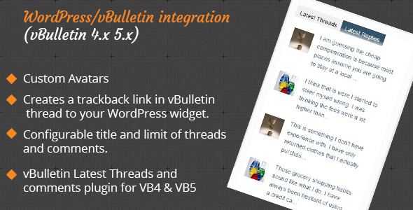 VBulletin Latest Threads – WordPress Plugin Preview - Rating, Reviews, Demo & Download