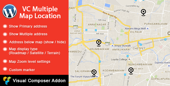 VC Multiple Map Location Preview Wordpress Plugin - Rating, Reviews, Demo & Download