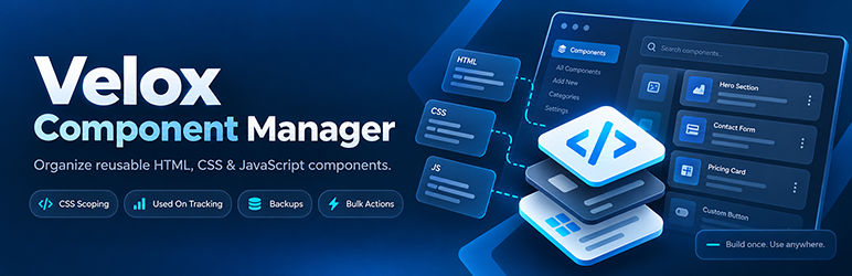 Velox Component Manager Preview Wordpress Plugin - Rating, Reviews, Demo & Download