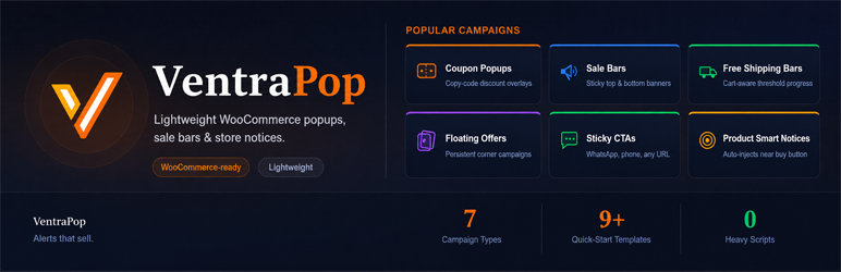 VentraPop – Coupon Popups, Sale Bars & Store Notices Preview Wordpress Plugin - Rating, Reviews, Demo & Download