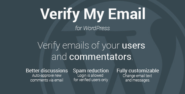 Verify My Email Plugin for Wordpress – Verify Users And Auto-approve The Comments Preview - Rating, Reviews, Demo & Download