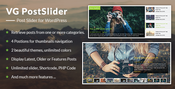 VG PostSlider – Post Slider Plugin for Wordpress Preview - Rating, Reviews, Demo & Download