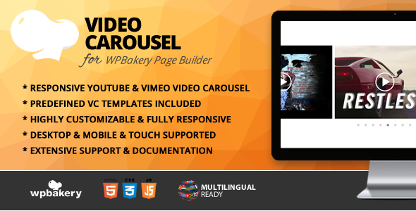 Video Carousel Addon For WPBakery Page Builder (formerly Visual Composer) Preview Wordpress Plugin - Rating, Reviews, Demo & Download