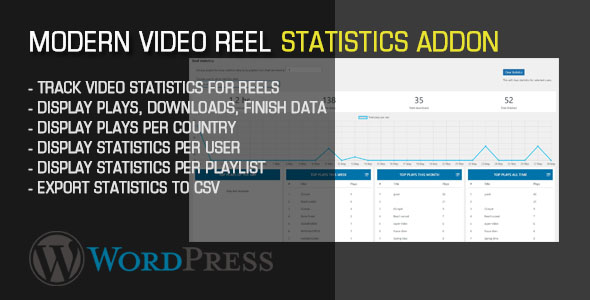 Video Reel Statistics AddOn Preview Wordpress Plugin - Rating, Reviews, Demo & Download