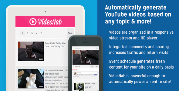 VideoNab: Automatically Stream Videos By Any Topic Preview Wordpress Plugin - Rating, Reviews, Demo & Download