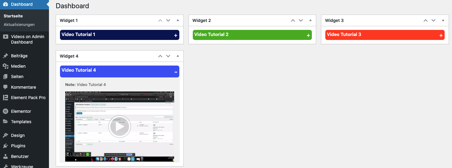 Videos On Admin Dashboard Preview Wordpress Plugin - Rating, Reviews, Demo & Download