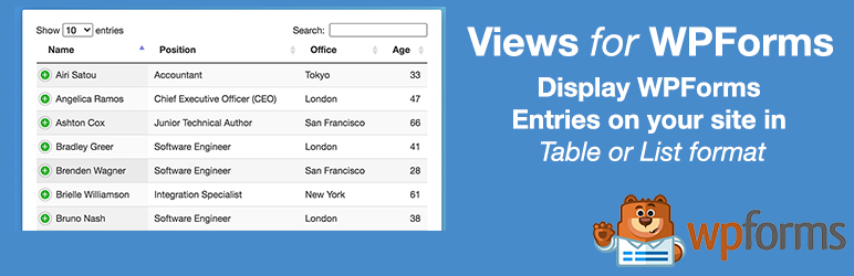 Views For WPForms – Display WPForms Entries On Your Site Frontend Preview Wordpress Plugin - Rating, Reviews, Demo & Download