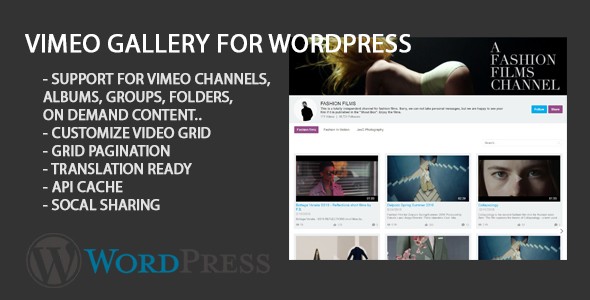 Vimeo Gallery Portfolio Preview Wordpress Plugin - Rating, Reviews, Demo & Download
