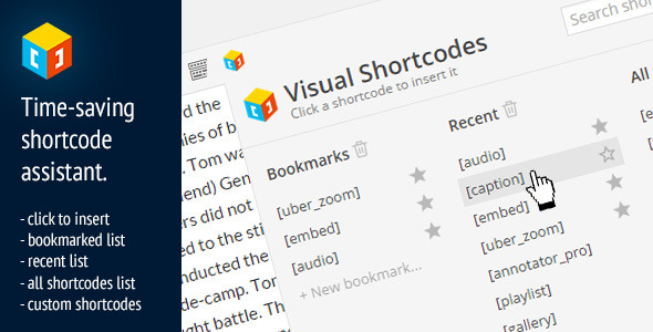 Visual Shortcodes Plugin for Wordpress Preview - Rating, Reviews, Demo & Download
