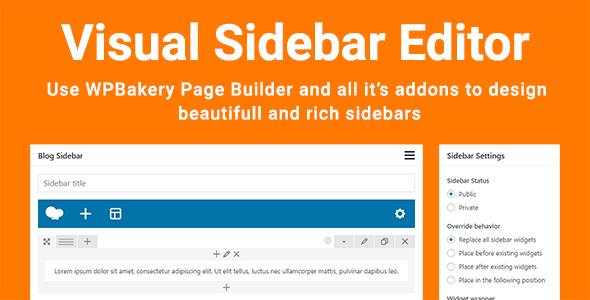 Visual Sidebar Editor Preview Wordpress Plugin - Rating, Reviews, Demo & Download