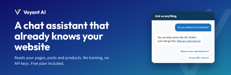 Voyant AI Assistant Preview Wordpress Plugin - Rating, Reviews, Demo & Download