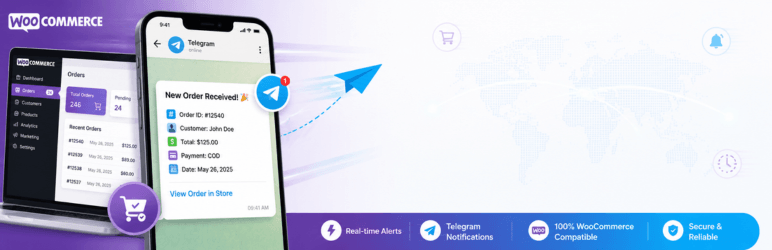 VW Order Notify For Telegram Preview Wordpress Plugin - Rating, Reviews, Demo & Download