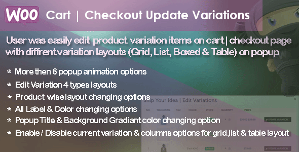 WC Cart | Checkout Update Variations Preview Wordpress Plugin - Rating, Reviews, Demo & Download