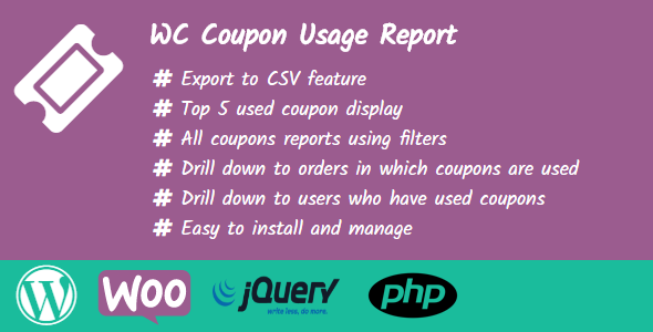 WC Coupon Usage Report Preview Wordpress Plugin - Rating, Reviews, Demo & Download