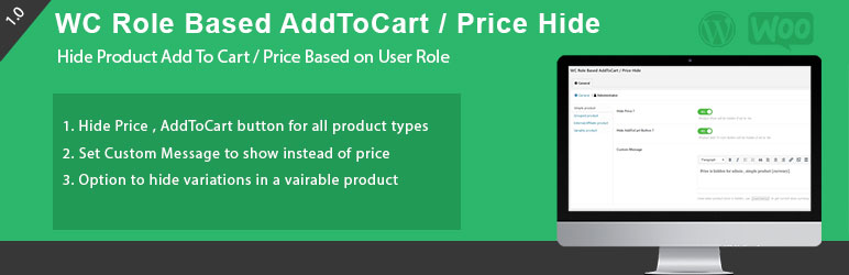 WC Role Based AddToCart / Price Hide Preview Wordpress Plugin - Rating, Reviews, Demo & Download