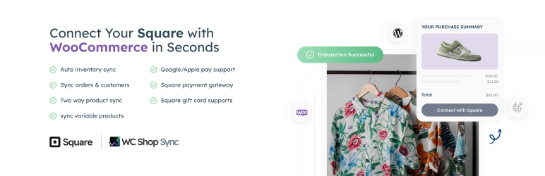 WC Shop Sync – Square Payment Gateway For WooCommerce, Inventory Sync Between Square And WooCommerce, Ultimate WooCommerce Square Plugin Preview - Rating, Reviews, Demo & Download