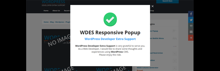 WDES Responsive Popup Preview Wordpress Plugin - Rating, Reviews, Demo & Download