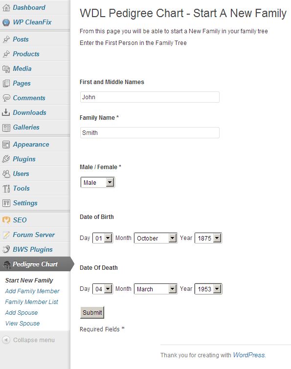 WDL Family History And Genealogy Pedigree Chart Preview Wordpress Plugin - Rating, Reviews, Demo & Download