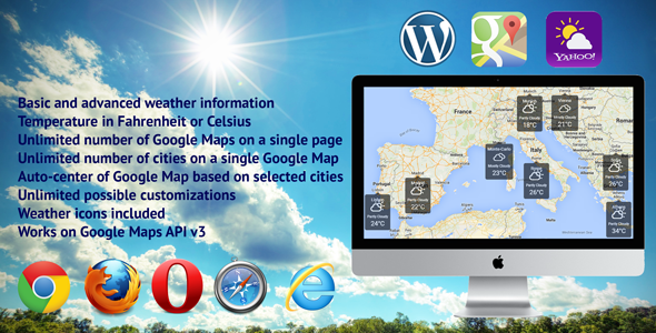 Weather On Google Maps Plugin for Wordpress Preview - Rating, Reviews, Demo & Download
