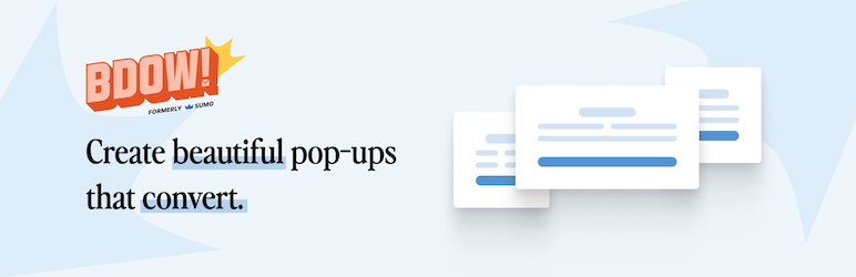 Website Pop-up Builder By BDOW! (formerly Sumo): Pop-ups + Forms For Email Opt-ins And Lead Generation Preview Wordpress Plugin - Rating, Reviews, Demo & Download