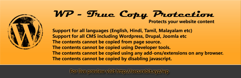 Website True Copy Protection Preview Wordpress Plugin - Rating, Reviews, Demo & Download
