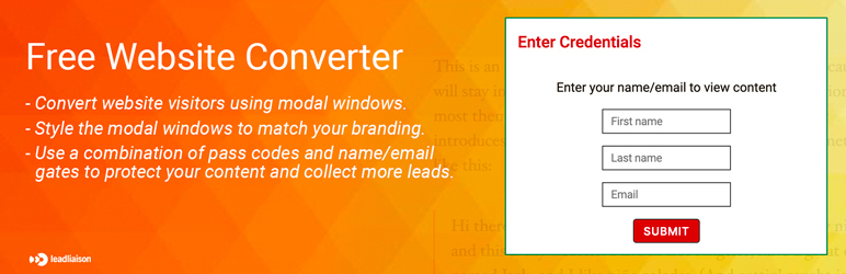 Website Visitor Converter By Lead Liaison Preview Wordpress Plugin - Rating, Reviews, Demo & Download