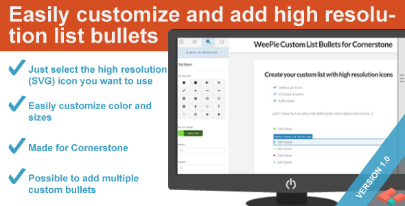 WeePie Custom List Bullets For Cornerstone Preview Wordpress Plugin - Rating, Reviews, Demo & Download