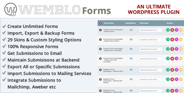 Wemblo Forms – Create Unlimited Forms Preview Wordpress Plugin - Rating, Reviews, Demo & Download