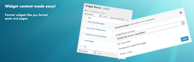 Widget Content Blocks Preview Wordpress Plugin - Rating, Reviews, Demo & Download
