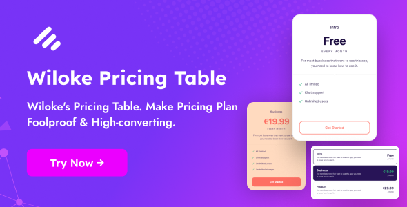 Wiloke Pricing Table Addon For Elementor Preview Wordpress Plugin - Rating, Reviews, Demo & Download