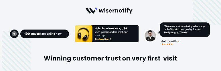 WiserNotify Social Proof & FOMO Notification, WooCommerce Sales Popup, Review Popups, Notification Bars & Urgency Widgets Preview Wordpress Plugin - Rating, Reviews, Demo & Download