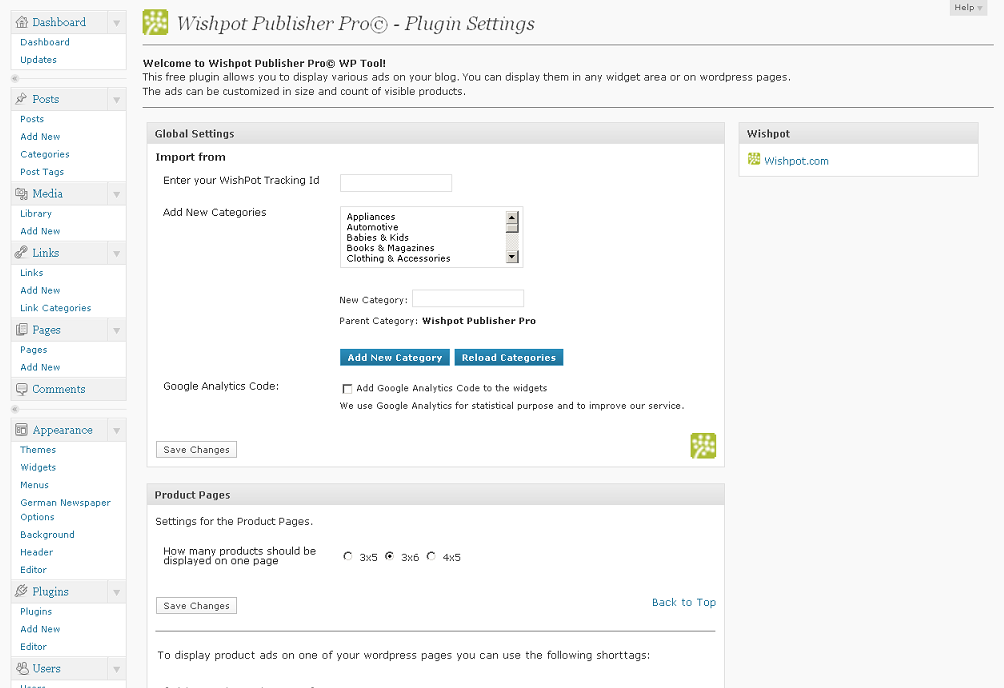 Wishpot Publisher Pro© Preview Wordpress Plugin - Rating, Reviews, Demo & Download