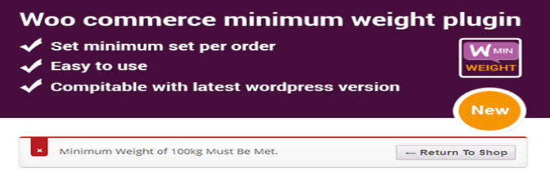 Woo Commerce Minimum Weight Preview Wordpress Plugin - Rating, Reviews, Demo & Download