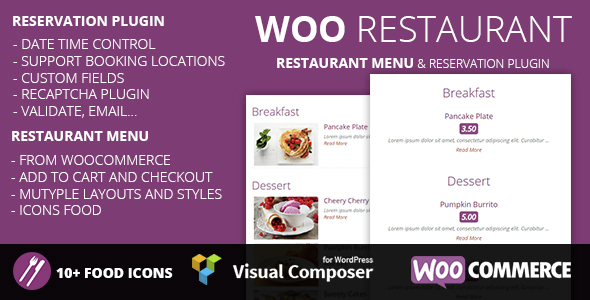 Woo Restaurant – A Restaurant Menu Booking And Reservation Plugin For WooCommerce Wordpress Preview - Rating, Reviews, Demo & Download