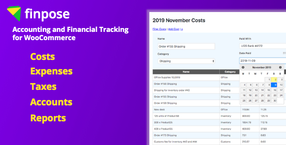 WooCommerce Accounting And Financial Tracking – Finpose Preview Wordpress Plugin - Rating, Reviews, Demo & Download