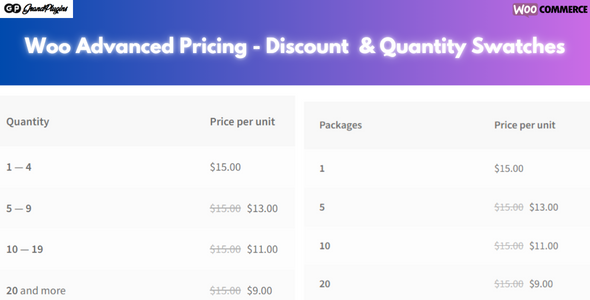 WooCommerce Advanced Pricing – Discounts  & Quantity Swatches Preview Wordpress Plugin - Rating, Reviews, Demo & Download