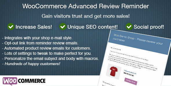 WooCommerce Advanced Review Reminder Preview Wordpress Plugin - Rating, Reviews, Demo & Download
