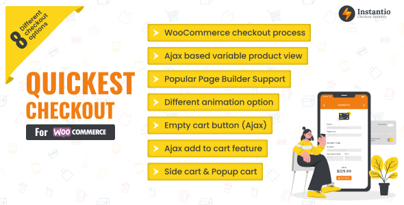 WooCommerce All In One Cart And Checkout | Side Cart, Popup Cart And One Click Checkout – Instantio Preview Wordpress Plugin - Rating, Reviews, Demo & Download