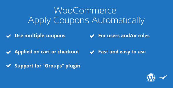 WooCommerce Apply Coupons Automatically Preview Wordpress Plugin - Rating, Reviews, Demo & Download