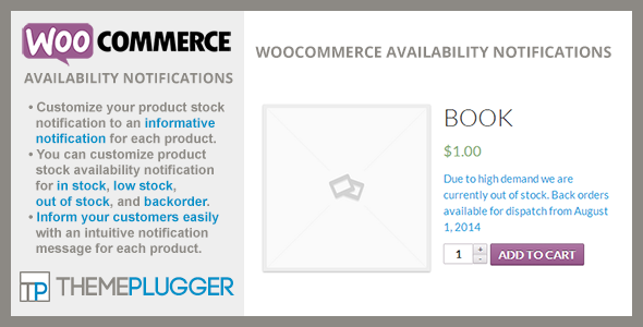WooCommerce Availability Notifications Preview Wordpress Plugin - Rating, Reviews, Demo & Download