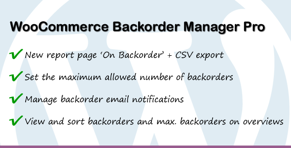 WooCommerce Backorder Manager Pro Preview Wordpress Plugin - Rating, Reviews, Demo & Download