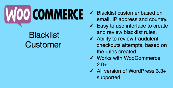 WooCommerce Blacklist Customers Preview Wordpress Plugin - Rating, Reviews, Demo & Download