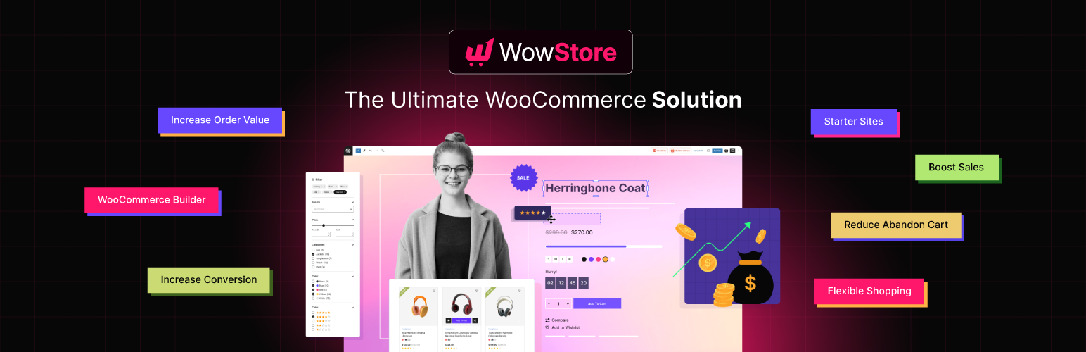 WooCommerce Builder & Gutenberg WooCommerce Blocks – WowStore Preview Wordpress Plugin - Rating, Reviews, Demo & Download