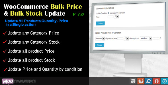 WooCommerce Bulk Price And Stock Quantity Update Preview Wordpress Plugin - Rating, Reviews, Demo & Download