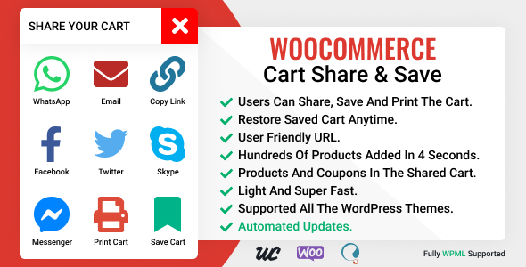 WooCommerce Cart Share And Save Preview Wordpress Plugin - Rating, Reviews, Demo & Download