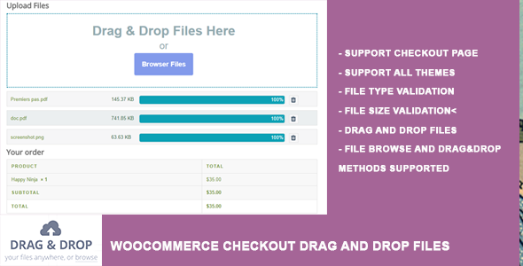 WooCommerce Checkout Drag And Drop Files Upload Preview Wordpress Plugin - Rating, Reviews, Demo & Download