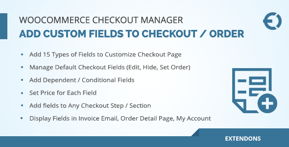 WooCommerce Checkout Fields Manager, Custom Checkout Fields Plugin Preview - Rating, Reviews, Demo & Download