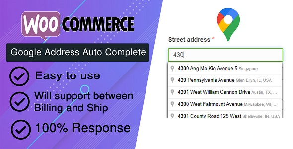 WooCommerce Checkout Google Address Auto Complete Preview Wordpress Plugin - Rating, Reviews, Demo & Download